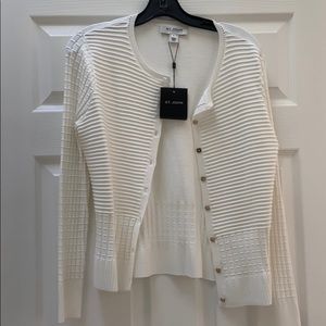 St. John White Button Up Cardigan Small